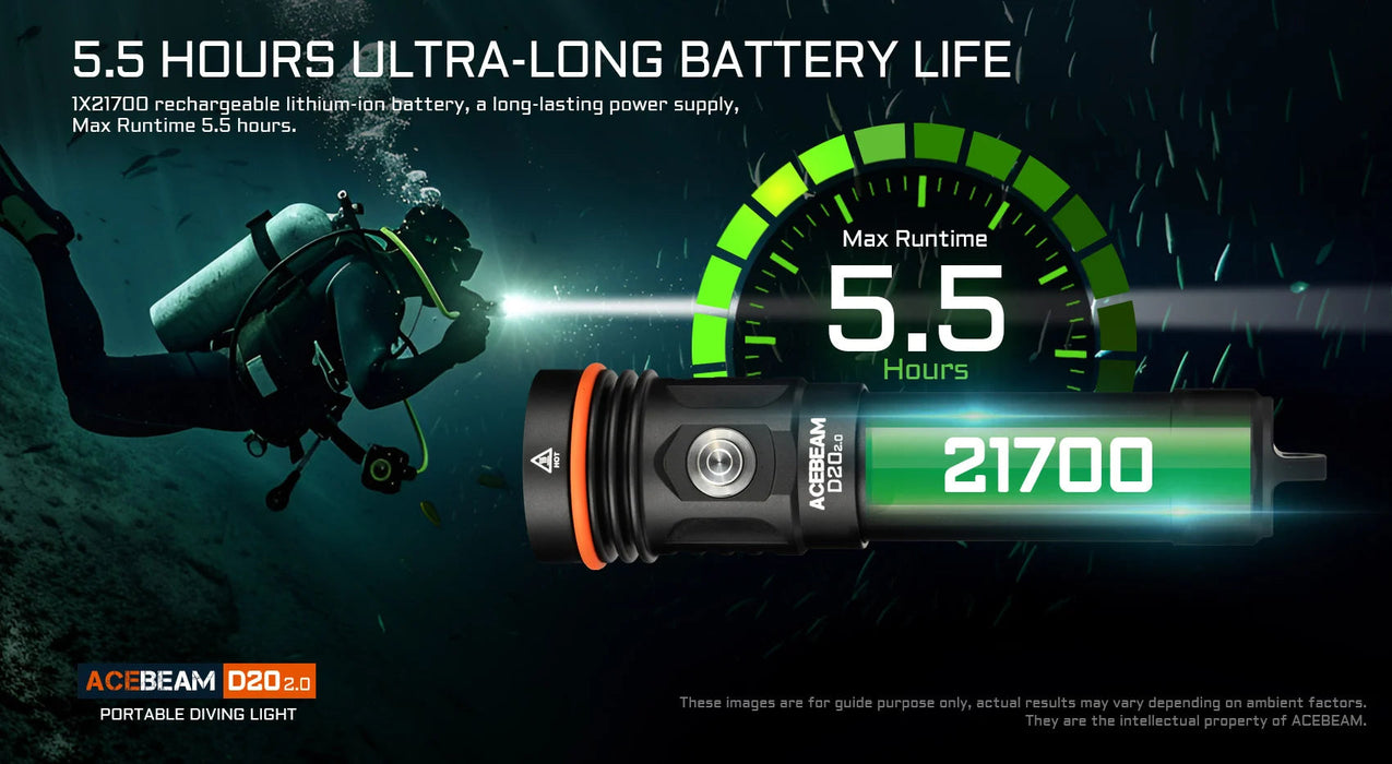 Acebeam D20 2.0 Dive Flashlight ***Will ship around November 25th*** Flashlight Acebeam 
