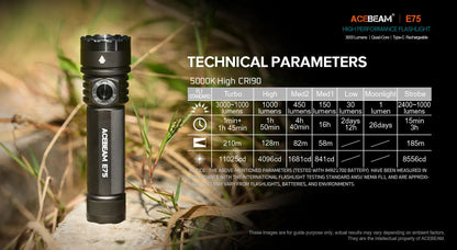 Acebeam E75 High-performance LED Flashlight - Options