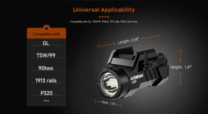Acebeam G10 Rail Mounted Flashlight *** Special Order ***