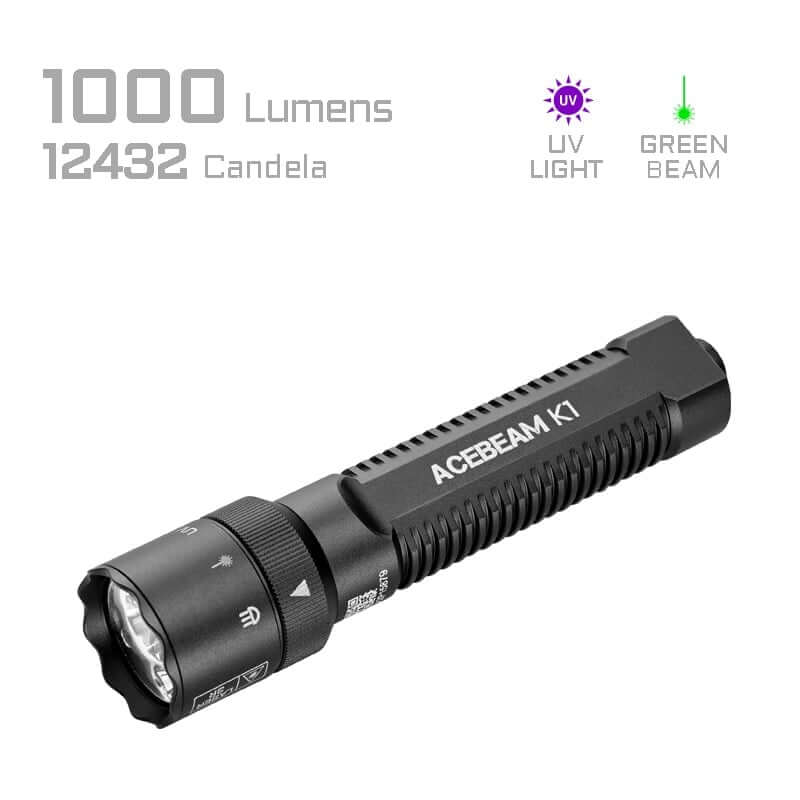 Acebeam K1 Triple-Source EDC Flashlight – White, Green &amp; UV Beams