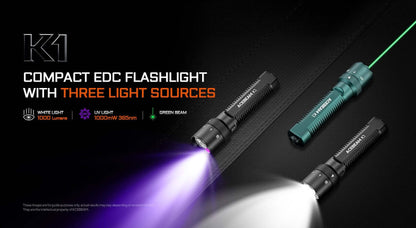 Acebeam K1 Triple-Source EDC Flashlight – White, Green &amp; UV Beams