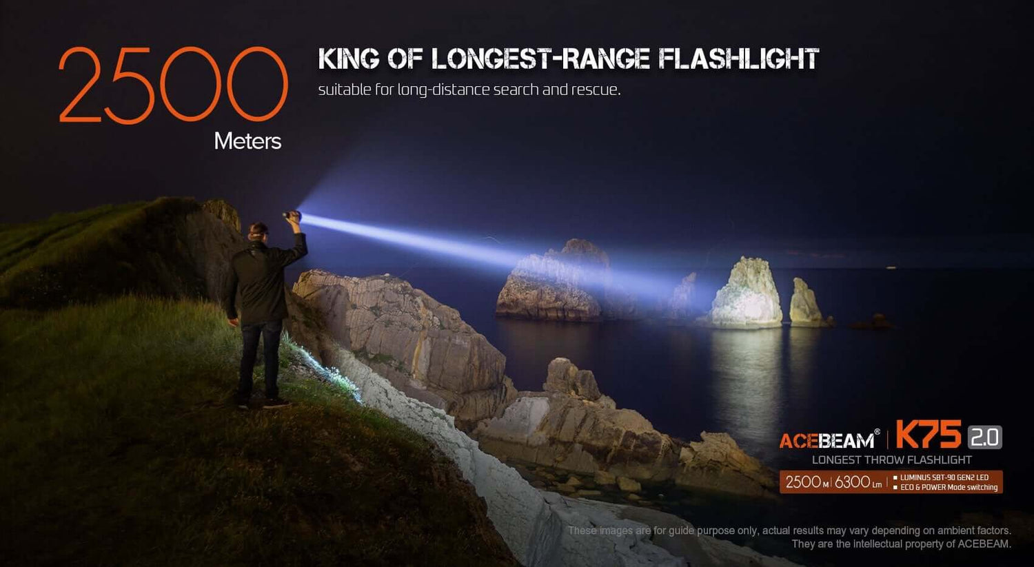 Acebeam K75 2.0 Professional Longest Throw Flashlight 6300 Lumens