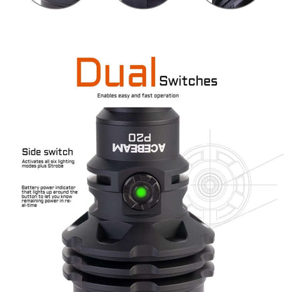 Acebeam P20 Professional Long Distance Flashlight 5500 Lumens - Options