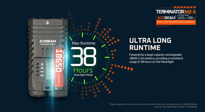 Acebeam Terminator M2-X Dual Head LEP/LED Flashlight
