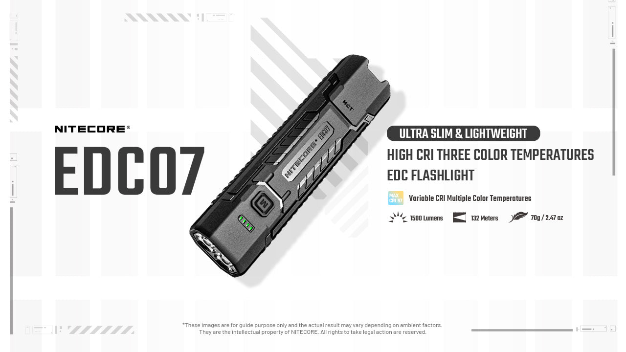 “Nitecore EDC07 flat rechargeable EDC flashlight – Slim 1500-lumen everyday carry torch”