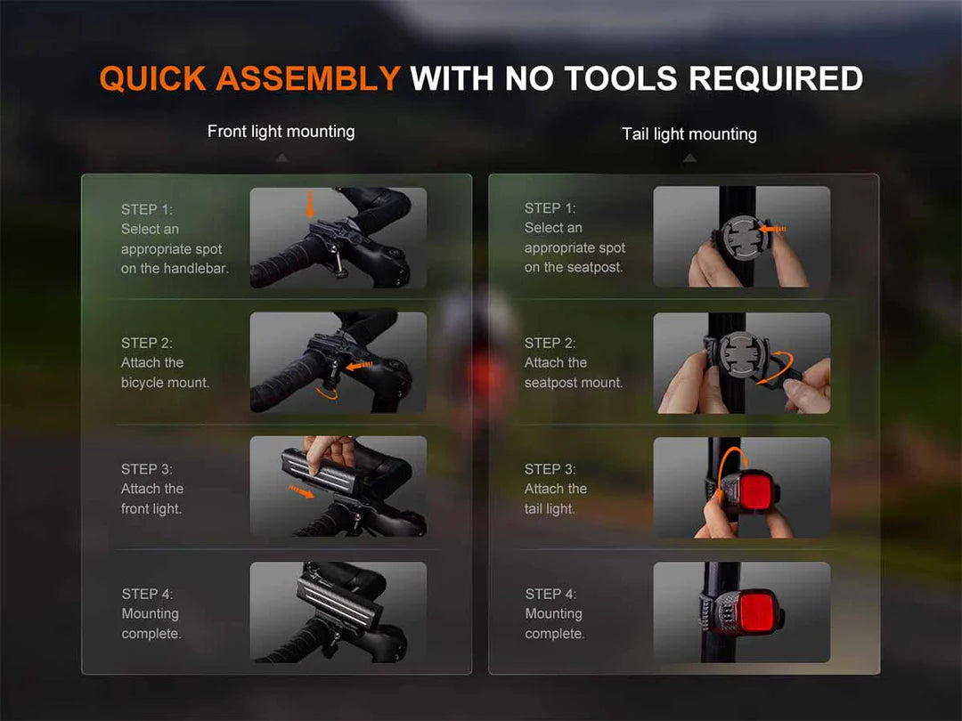 Fenix BC28R – Rechargeable Bike Light &amp; Taillight Set with Wireless Link