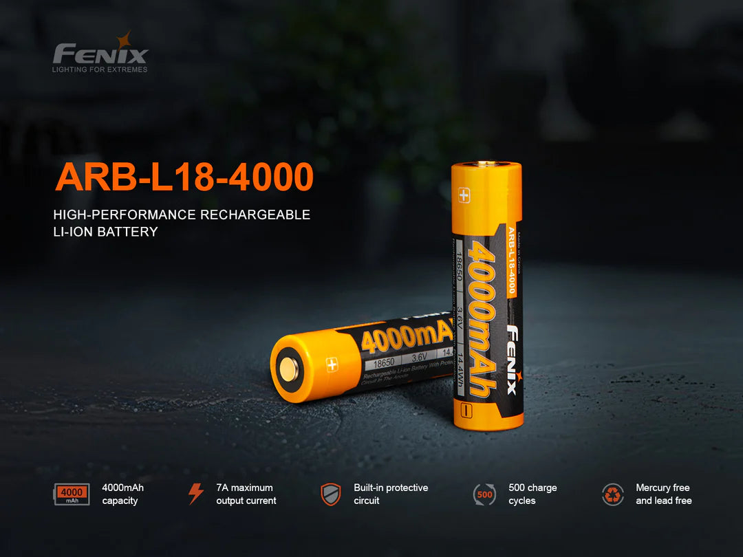 Fenix ARB-L18 4000 High-Capacity 18650 Battery - 4000mAh