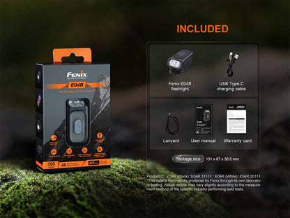 “Fenix E04R clip-on EDC flashlight – compact rechargeable everyday carry light”