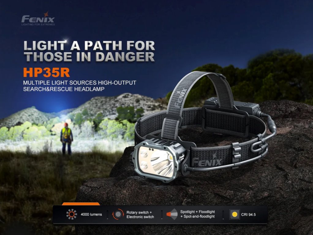 Fenix HP35R USB-C Rechargeable LED Headlamp - 4000 Lumens