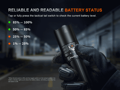 “Fenix TK15R rechargeable tactical flashlight – high-output long-throw duty torch”