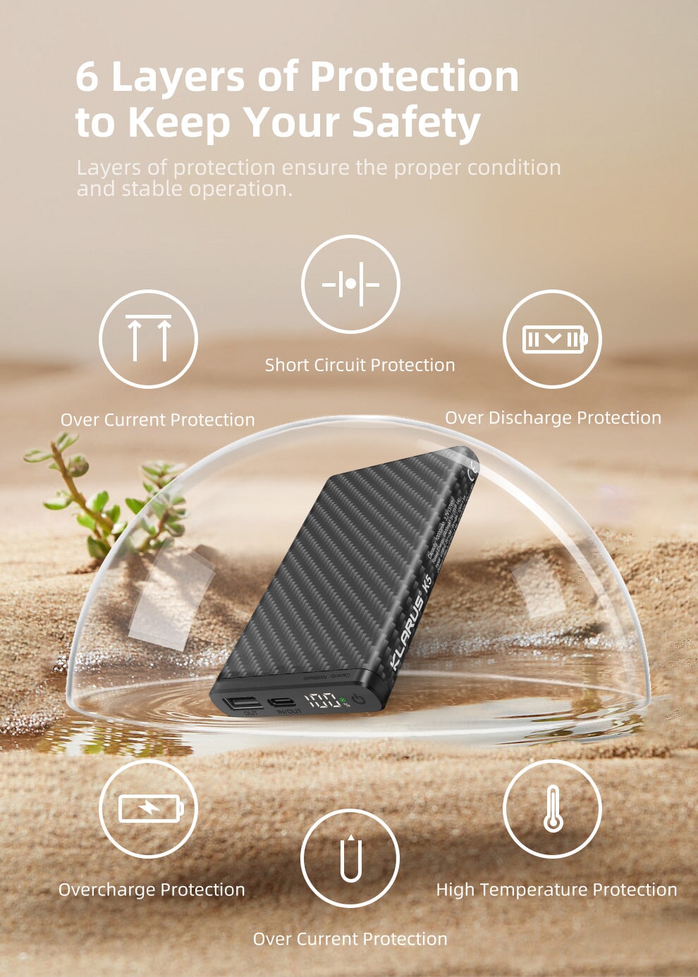 Klarus Full Carbon Fiber Lightweight Waterproof Powerbank K5