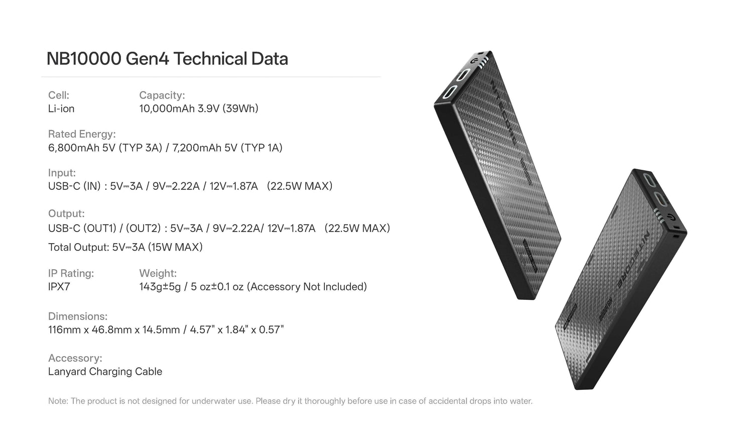 “Nitecore NB10000 Gen 4 ultralight power bank – Compact fast-charging portable battery”