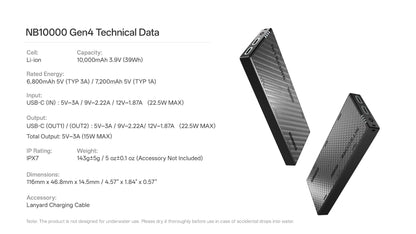 “Nitecore NB10000 Gen 4 ultralight power bank – Compact fast-charging portable battery”