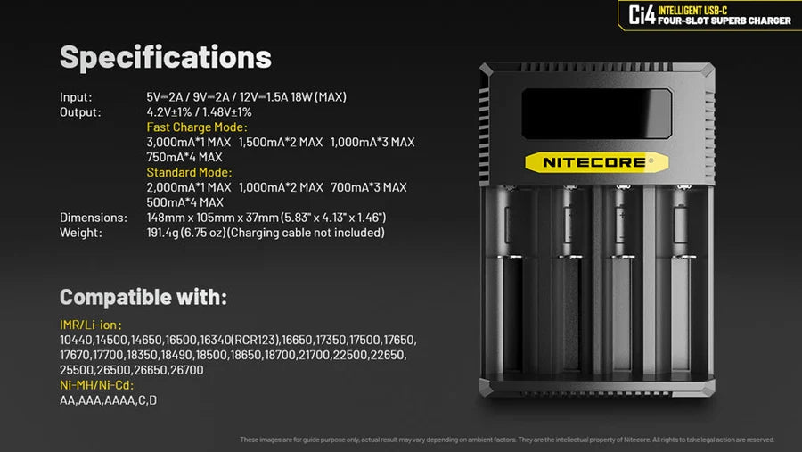 Nitecore Ci4 Four-Slot Universal Battery Charger