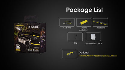 Nitecore HA15 UHE 1x AA Lightweight Headlamp