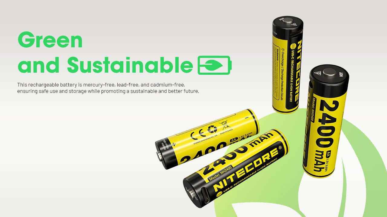 Nitecore NH2400 2400mAh Rechargeable AA Battery Kit - Pack of 4