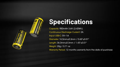 Nitecore NL169R Li-ion Rechargeable Battery