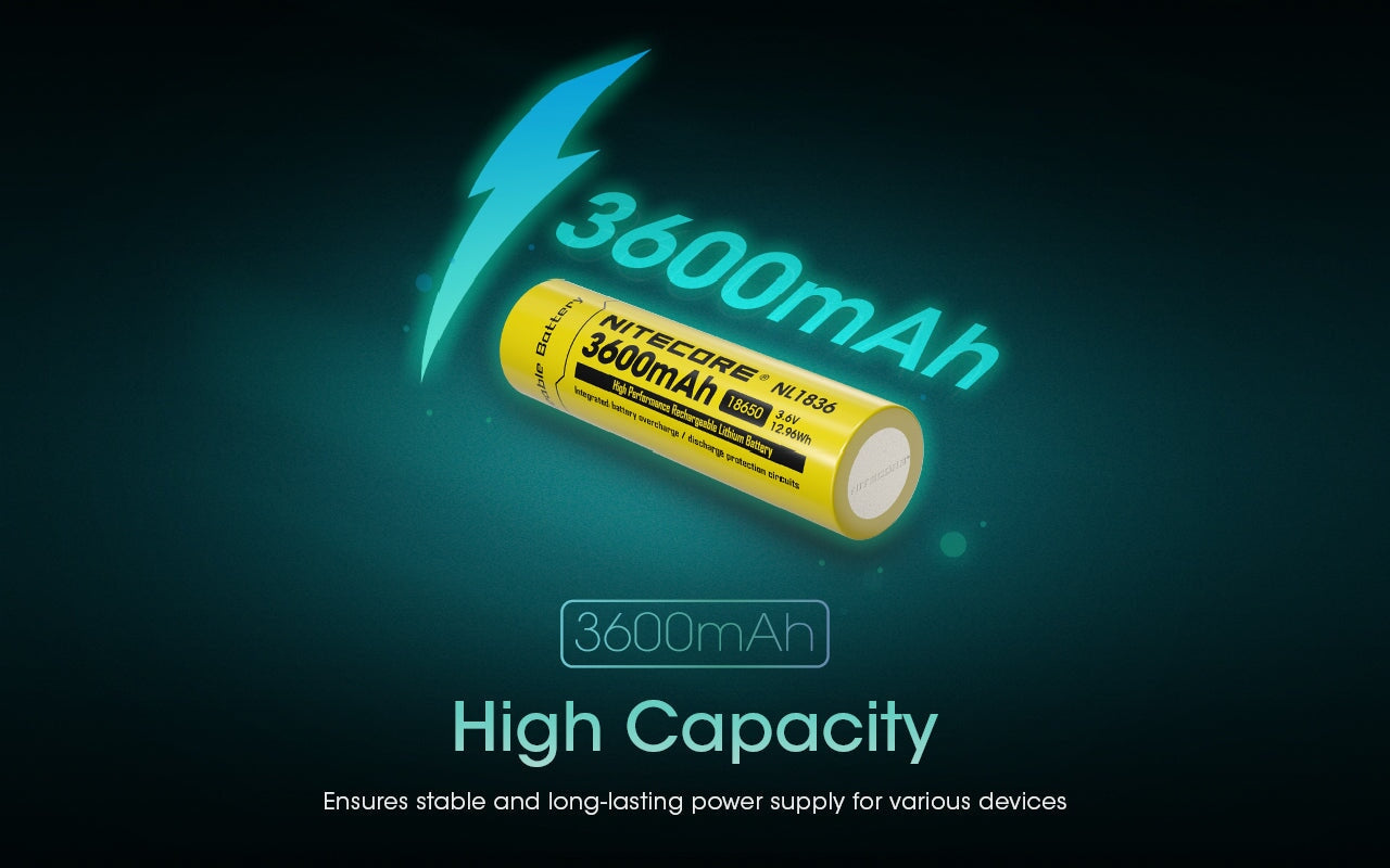 Nitecore NL1836 18650 3600mAh Rechargeable Li-on Battery