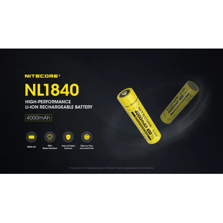Nitecore NL1840 18650 Li-ion Battery 4000mAh