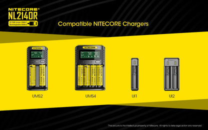 Nitecore NL2140R 21700 4000 mAh rechargeable Battery with USB-C