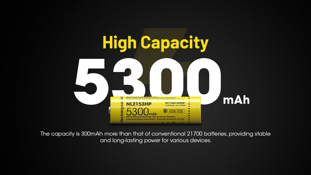 Nitecore NL2153HP 5300mAh Rechargeable 21700 Battery Rechargeable Batteries Nitecore 