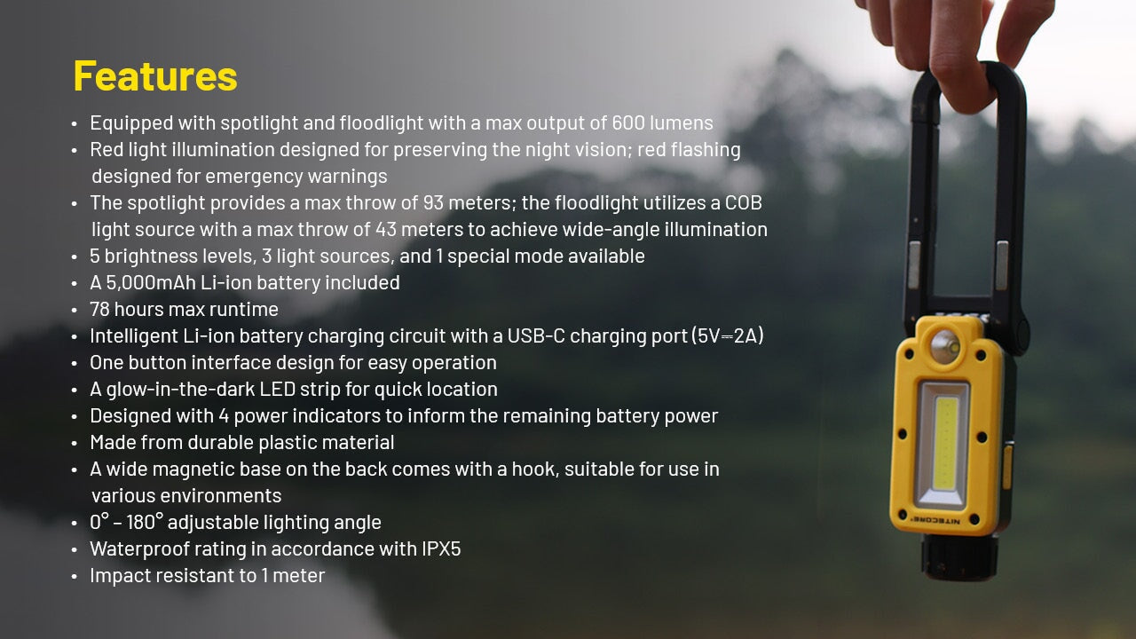 Nitecore NWL20 Magnetic Utility light - 600 Lumens