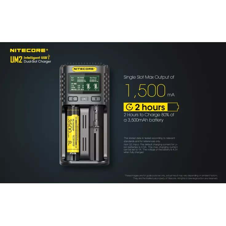 Nitecore UM2 Intelligent USB-C Dual-Slot Battery Charger