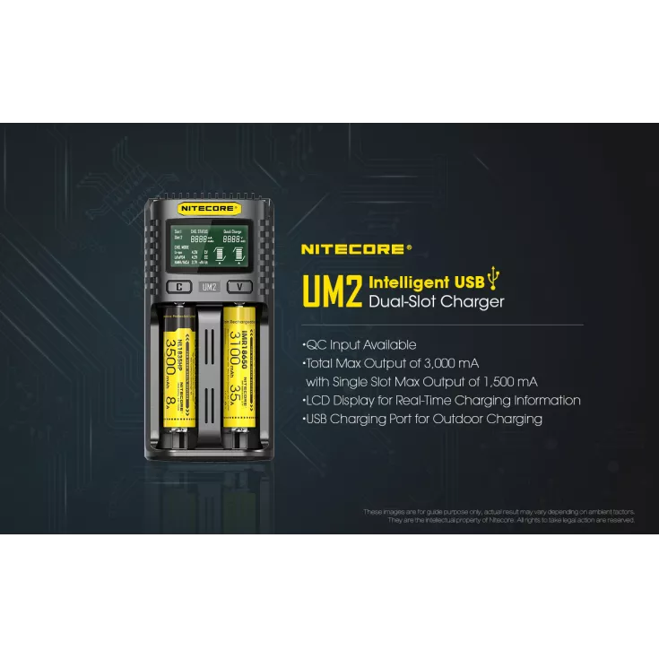Nitecore UM2 Intelligent USB-C Dual-Slot Battery Charger