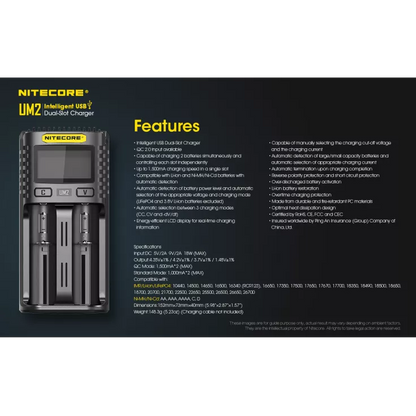 Nitecore UM2 Intelligent USB-C Dual-Slot Battery Charger