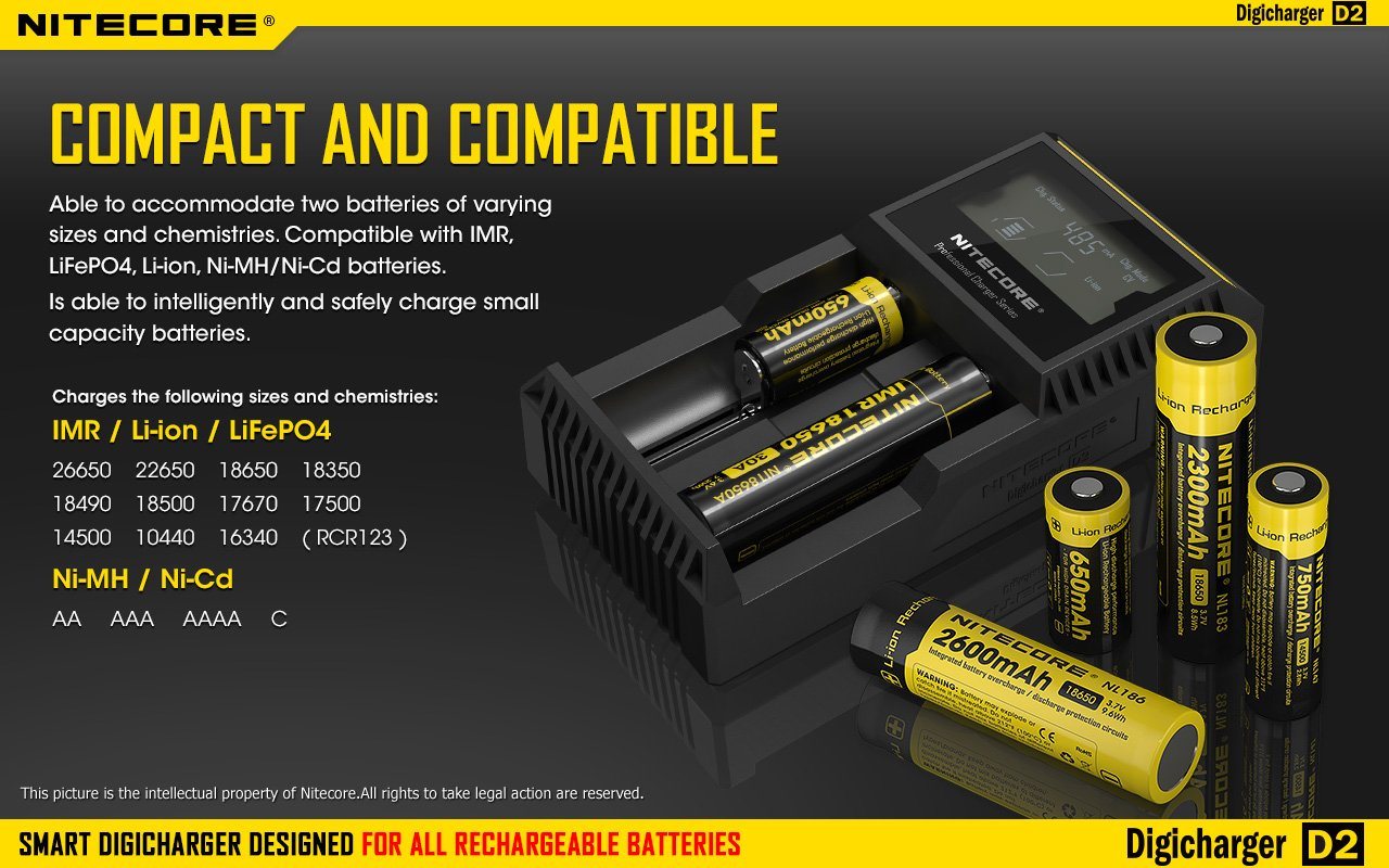 Nitecore D2 Digi Dual-Slot Universal Battery Charger