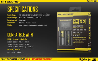 Nitecore D2 Digi Dual-Slot Universal Battery Charger