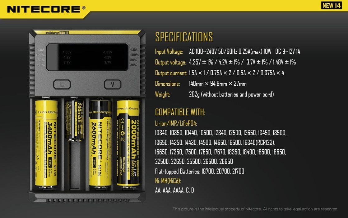 Nitecore New i4 Intellicharger - Universal Charger Battery Charger Nitecore 