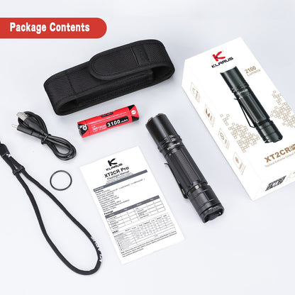 Klarus XT2CR Pro 2100 Lumens USB-C Rechargeable Tactical LED Flashlight
