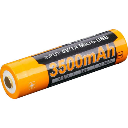 Fenix ARB-L18-3500U 18650 3500mAh 3.6V Protected Lithium Ion (Li-ion) Button Top Battery with Micro USB Charging Port