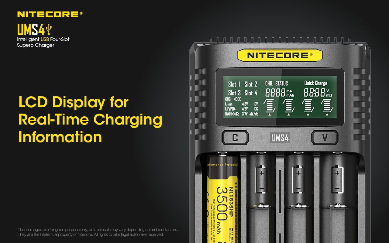 Nitecore UMS4 Intelligent USB Four-Slot Battery Charger