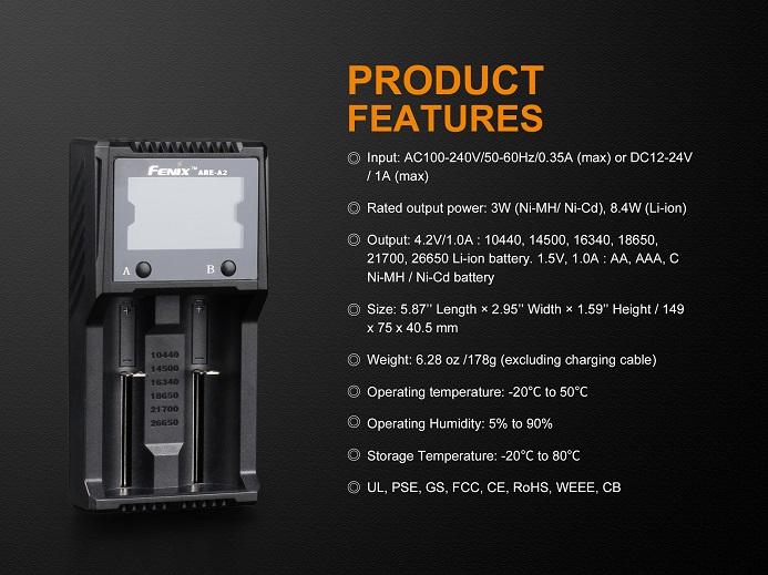 Fenix Are-A2 Dual-Slot Smart Battery Charger