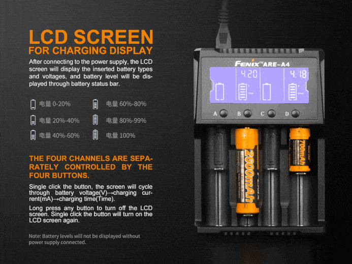 Fenix Are-A4 Four-Slot Smart Battery Charger