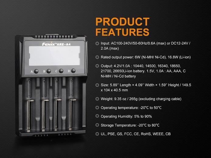Fenix Are-A4 Four-Slot Smart Battery Charger