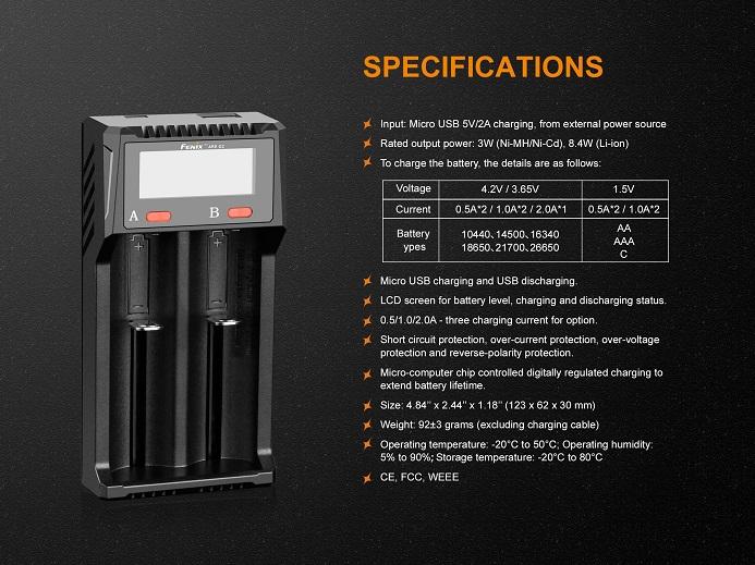 Fenix ARE-D2 Dual Bay Smart Battery Charger Battery Charger Fenix 