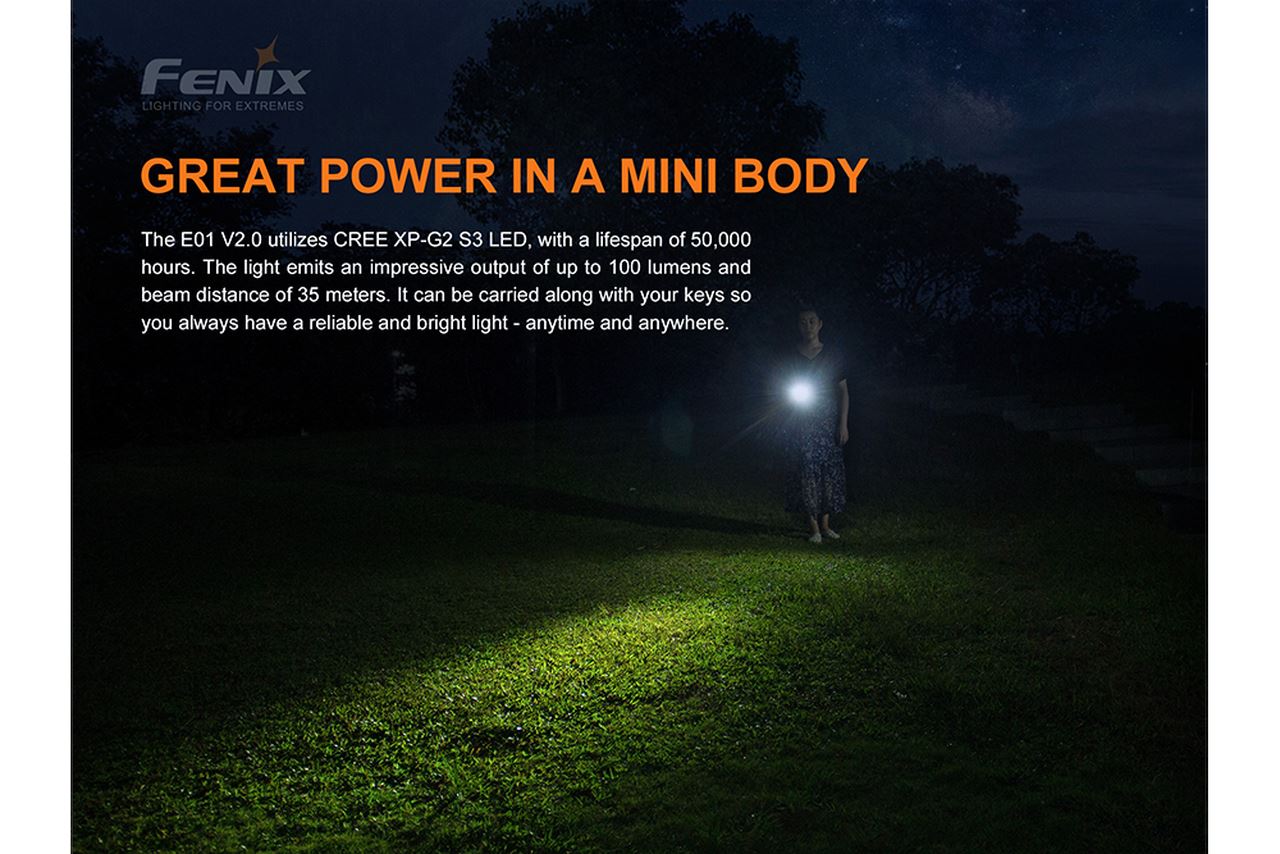 Fenix E01 V2.0 100 Lumens EDC LED Flashlight