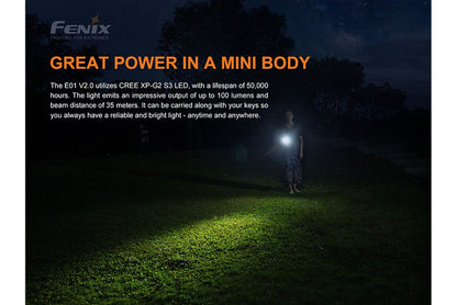 Fenix E01 V2.0 100 Lumens EDC LED Flashlight