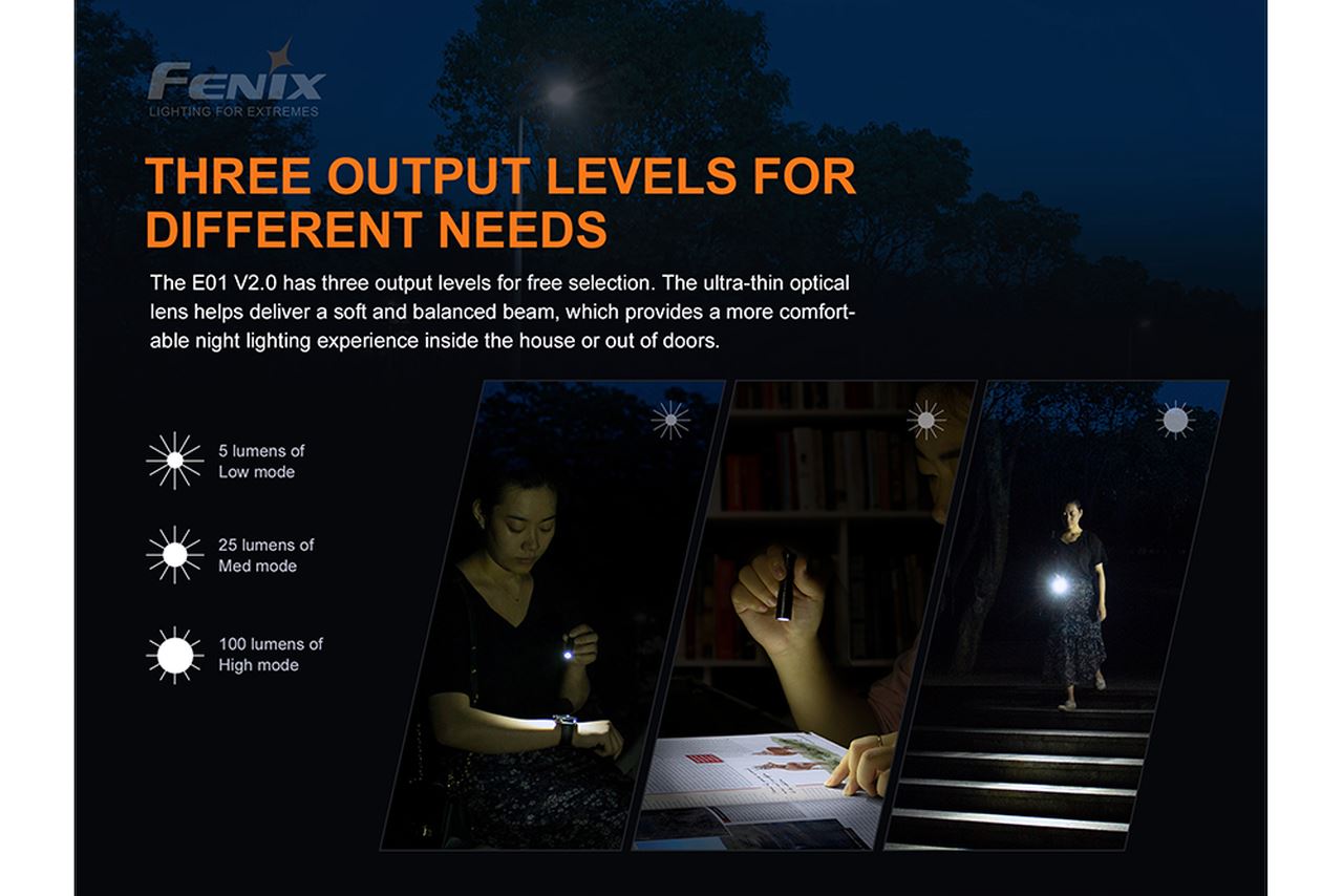 Fenix E01 V2.0 100 Lumens EDC LED Flashlight
