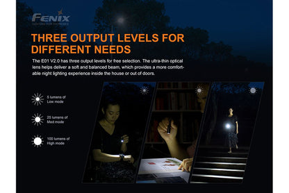 Fenix E01 V2.0 100 Lumens EDC LED Flashlight