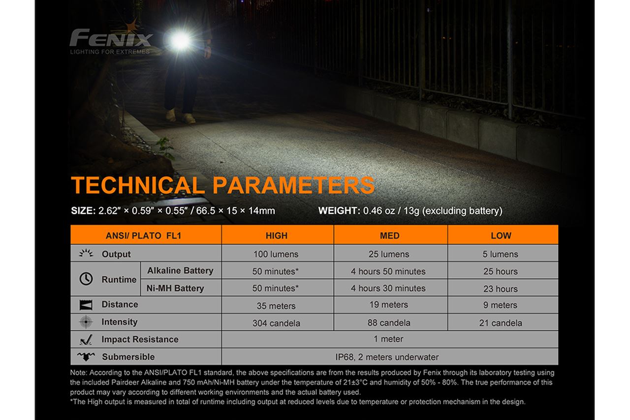 Fenix E01 V2.0 100 Lumens EDC LED Flashlight
