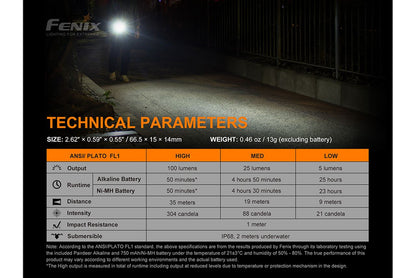 Fenix E01 V2.0 100 Lumens EDC LED Flashlight