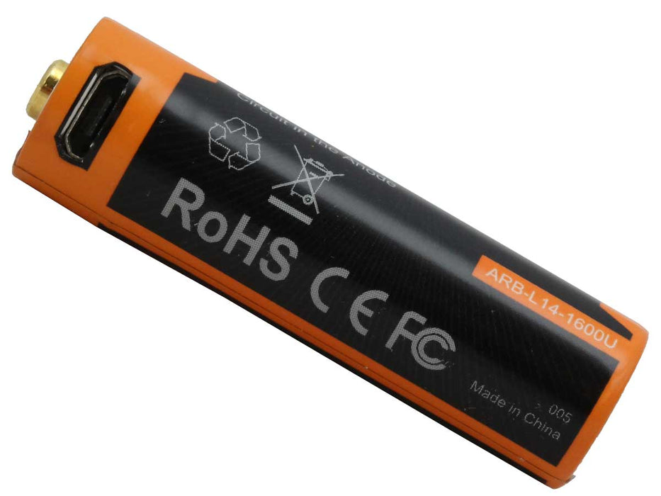 Fenix ARB-L14-1600U 14500 1600mAh 1.5V Lithium Button Top Battery with Micro USB Charging Port Rechargeable Batteries Fenix 