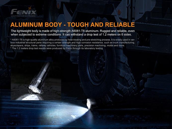 Fenix LR50R 12000 Lumens aluminum body - tough and reliable