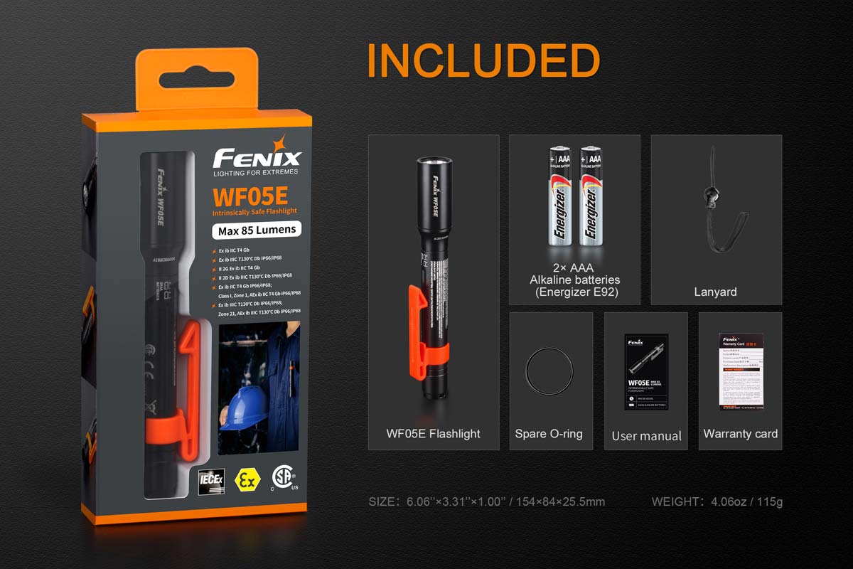 Fenix WF05E Intrinsically Safe LED Flashlight