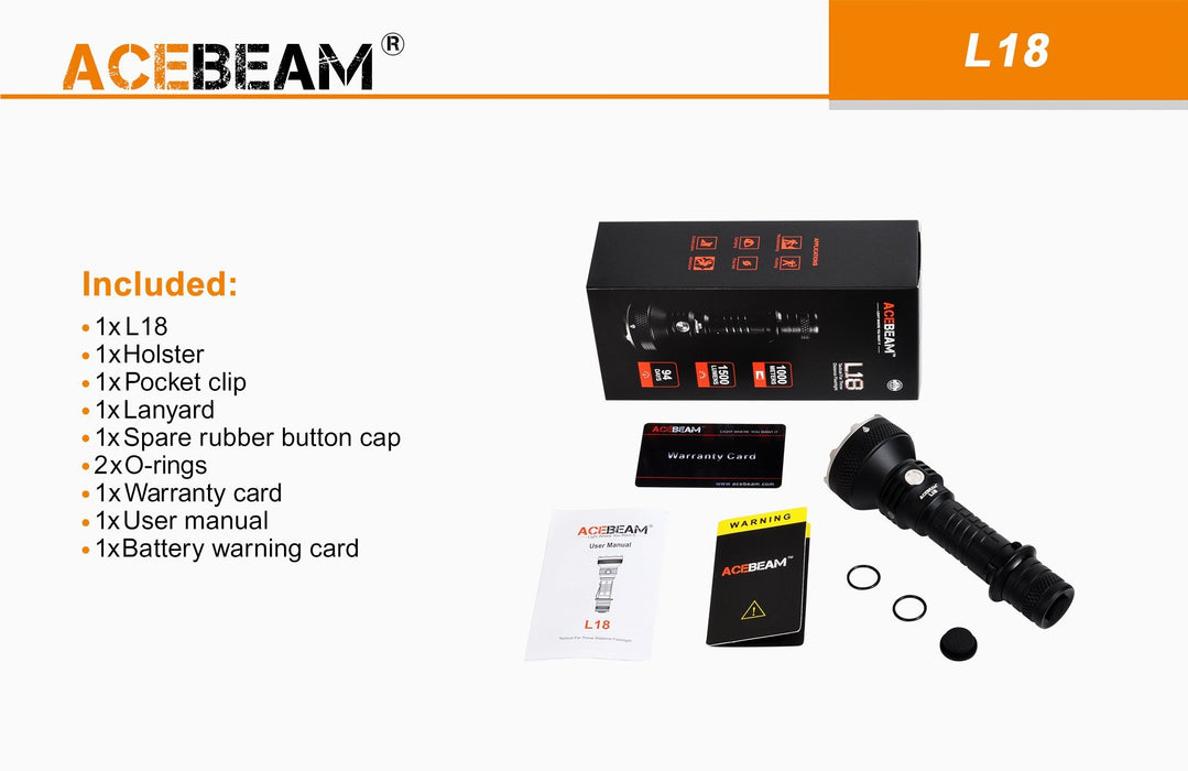 Acebeam L18 - 1500 Lumens Flashlight Flashlight Acebeam 