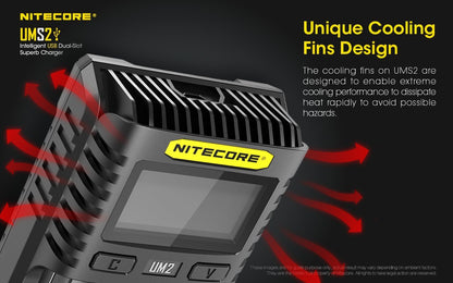 Nitecore UMS2 Intelligent USB Dual-Slot Battery Charger